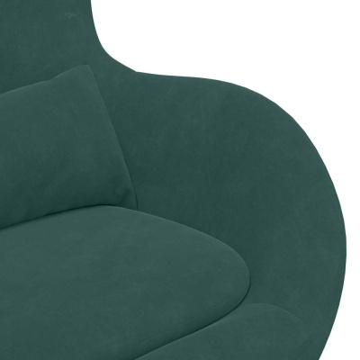 Poltrona lounge verde escuro em tecido com almofada retangular