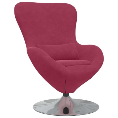 Poltrona moderna vermelha com base metálica cromada