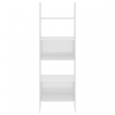 Estante branca de madeira com quatro prateleiras abertas