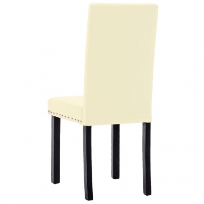 Cadeira estofada creme com pernas pretas