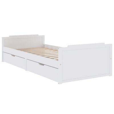 Cama individual branca com gavetas inferiores