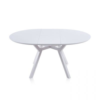 Mesa oval branca com base moderna em branco