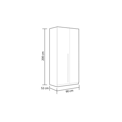 Armário branco alta de duas portas com medidas 200x90x52 cm