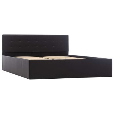 Estrutura de cama preta com cabeceira almofadada