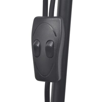 Interruptor preto com dois botões e design curvo