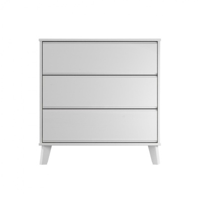 Cómoda branca de três gavetas com design minimalista