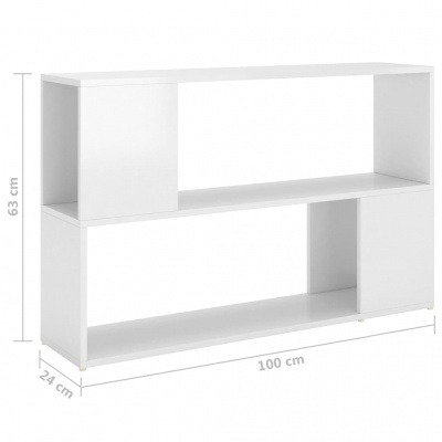 Estante branca para arrumação com duas prateleiras e design minimalista
