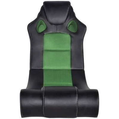 Assento de jogos preto e verde com design ergonómico