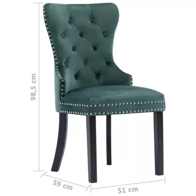Cadeira verde estofada com botão capitoné e tachas laterais