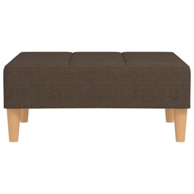 Banco retangular estofado castanho com pernas de madeira clara