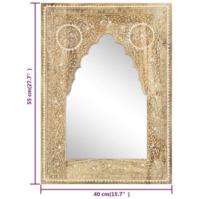 Espelho decorativo com moldura dourada e padrão floral em relevo