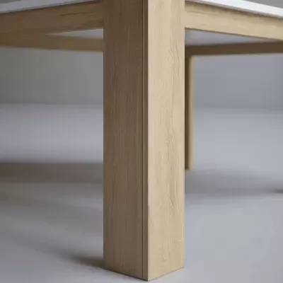 Mesa madeira clara e tampo branco