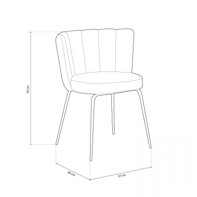 Cadeira estofada com estrutura metálica e costas acolchoadas