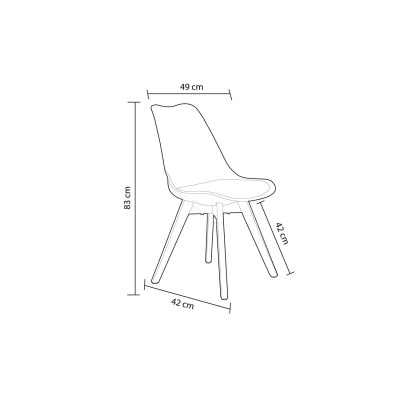 Desenho técnico de uma cadeira com dimensões