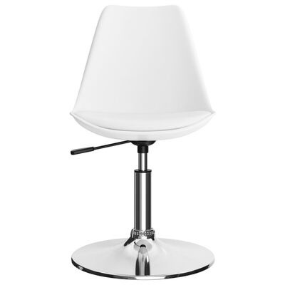 Cadeira giratória branca com base cromada redonda