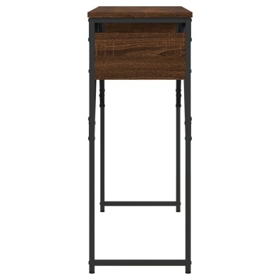 Mesa lateral em madeira castanha e metal preto