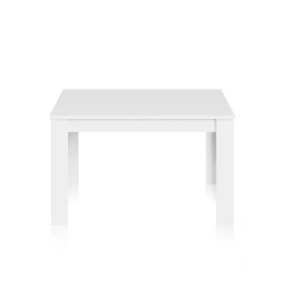 Mesa quadrada branca de madeira com quatro pernas retas