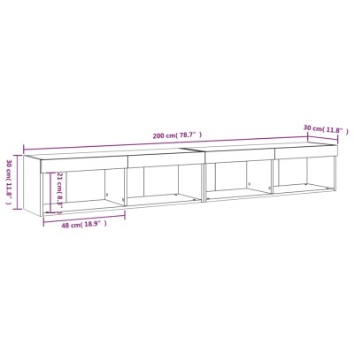 Desenho técnico de móvel branco com gavetas e prateleiras aberto, com medidas em centímetros e polegadas.