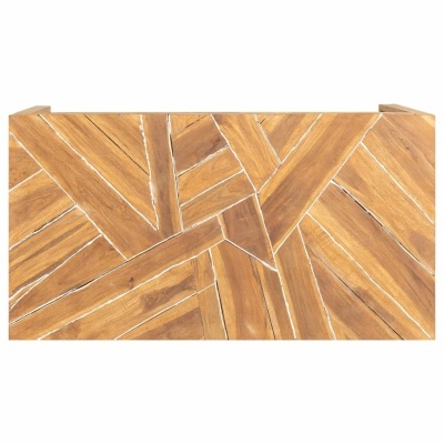 mesa de madeira com padrão geométrico castanho