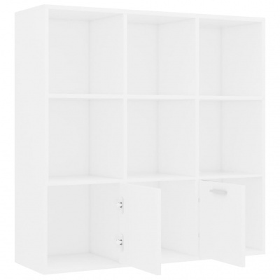 Estante modular branca com nove compartimentos e duas portas