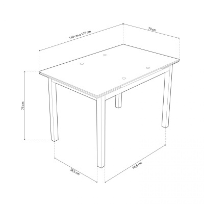 Mesa de madeira retangular ajustável com quatro orifícios no tampo