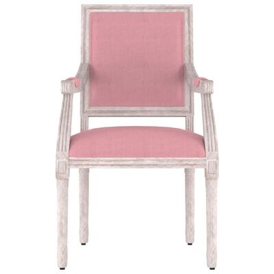 cadeira de madeira branca envelhecida com estofos rosa
