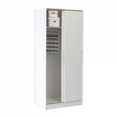 Armário alto branco com portas e organizadores internos