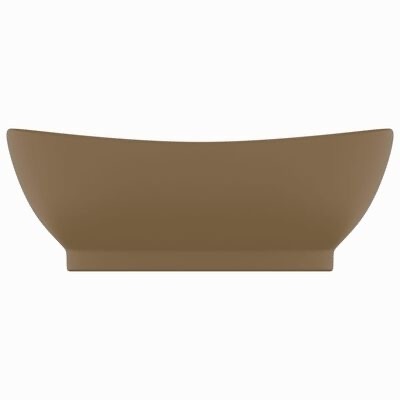 Vaso de cerâmica castanho com formato arredondado e base quadrada