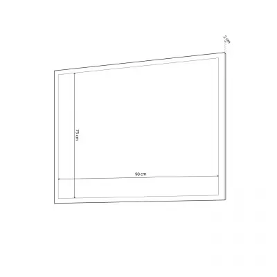 Desenho técnico de um quadro retangular com medidas indicadas