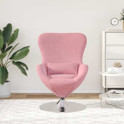 Poltrona rosa moderna com base metálica em sala decorada
