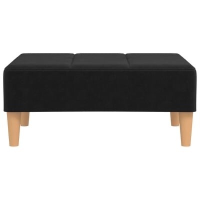 Recamier estofado preto com pernas de madeira clara