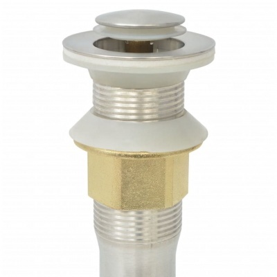 Válvula metálica para lavatório com partes prateadas e douradas