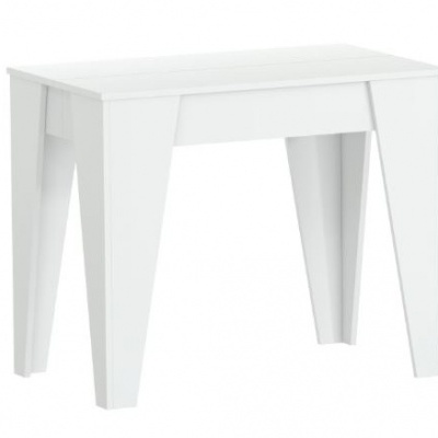 Mesa de escritório branca pequena com pernas largas