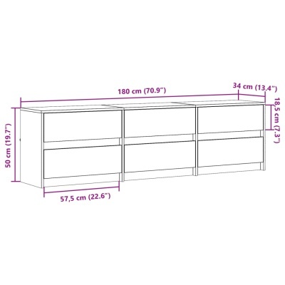 Desenho técnico de móvel de arrumação com medidas destacadas