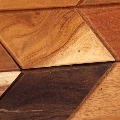 Superfície decorativa de madeira com padrão geométrico de paralelogramos em vários tons de castanho