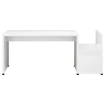 Mesa e cadeira brancas de design minimalista com acabamento liso