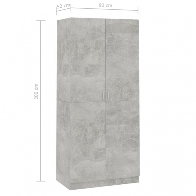 Guarda-roupa cinza com duas portas com textura de betão