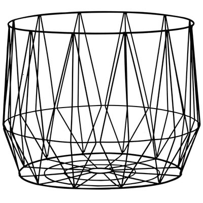 Cesto metálico preto com design geométrico aberto