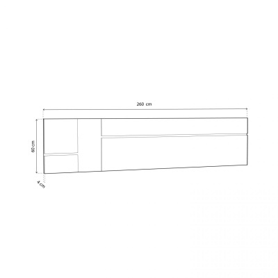 Desenho técnico de móvel de parede com medidas