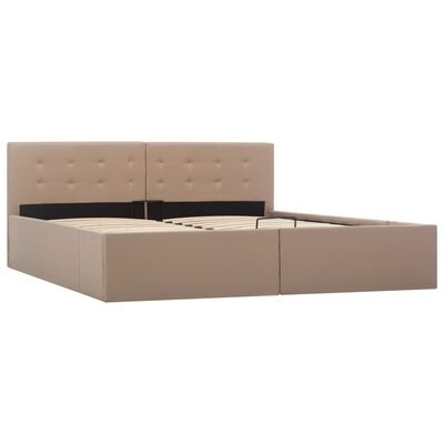 Cama de casal estofada beige com cabeceira com botões