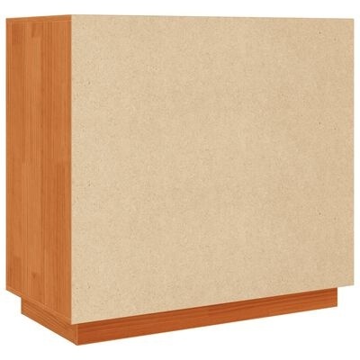 Móvel de madeira castanho com porta bege clara