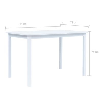 Mesa retangular branca lisa com dimensões 114x71x75 cm