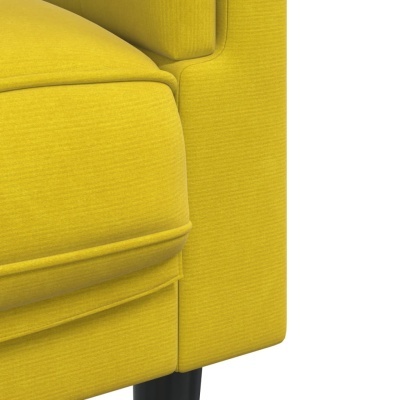 Canto de sofá amarelo em tecido com pés pretos