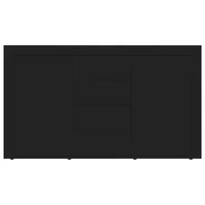 Aparador preto com gavetas e portas