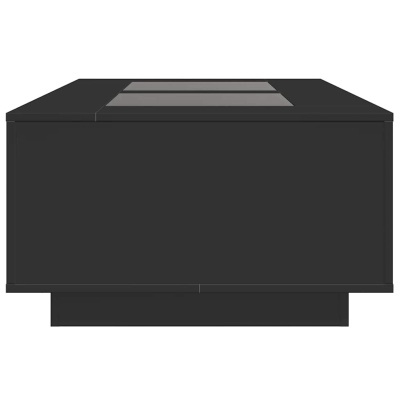Mesa de centro moderna preta com tampo dividido em três painéis