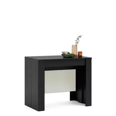 Mesa de centro extensível preta com decoração minimalista