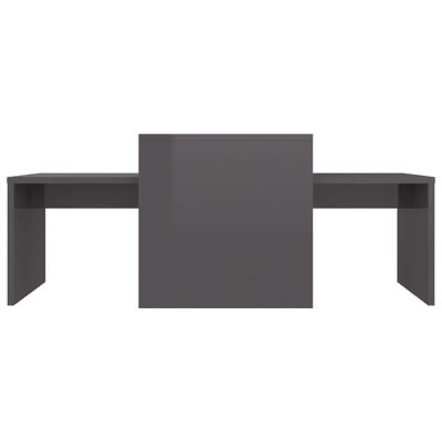 Mesa de centro cinzenta com design moderno e painel central alto