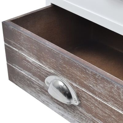 gaveta de madeira castanha com puxador metálico