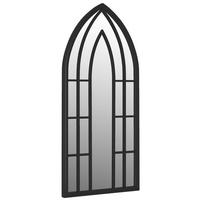 Espelho decorativo formato arco gótico com moldura preta e divisórias