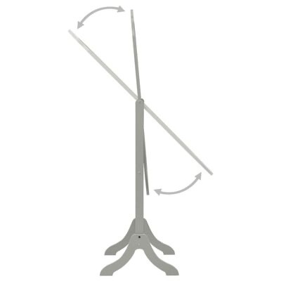 Relógio de chão cinzento com base de madeira e ponteiros ajustáveis